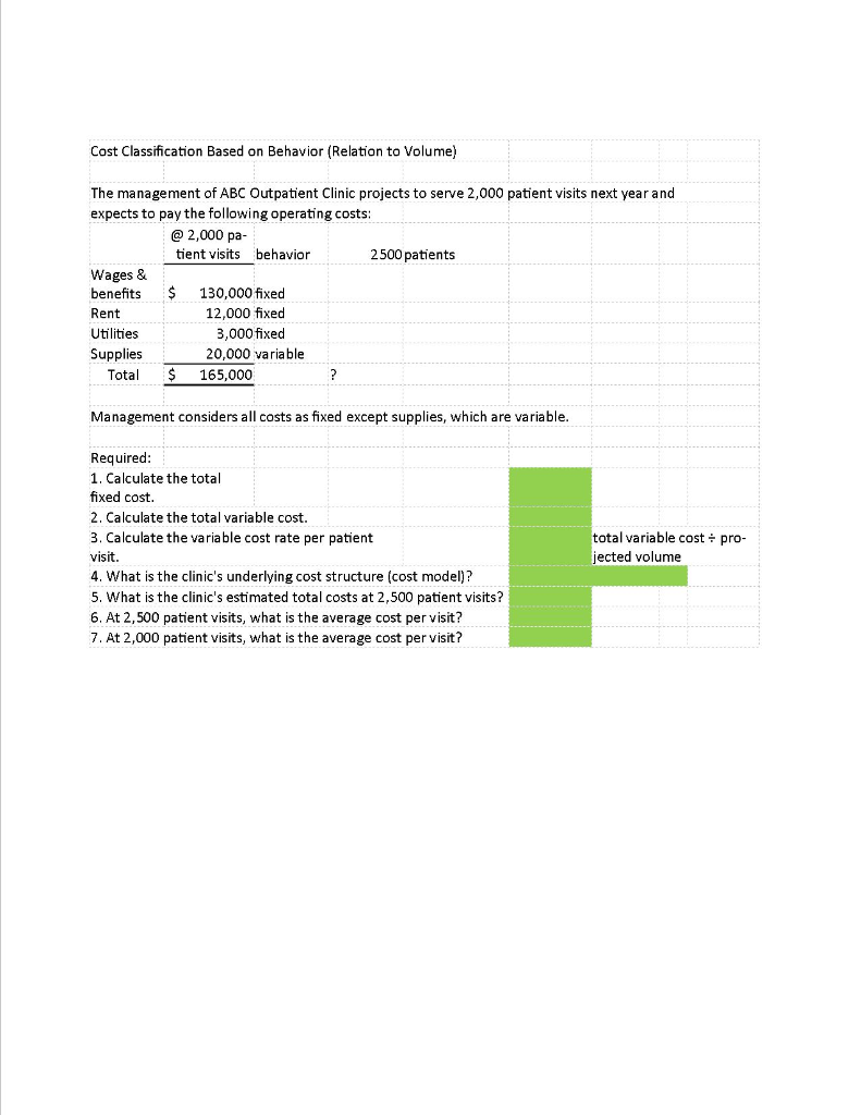 Type or paste question here Cost Classification Based on Behavior (Relation to
