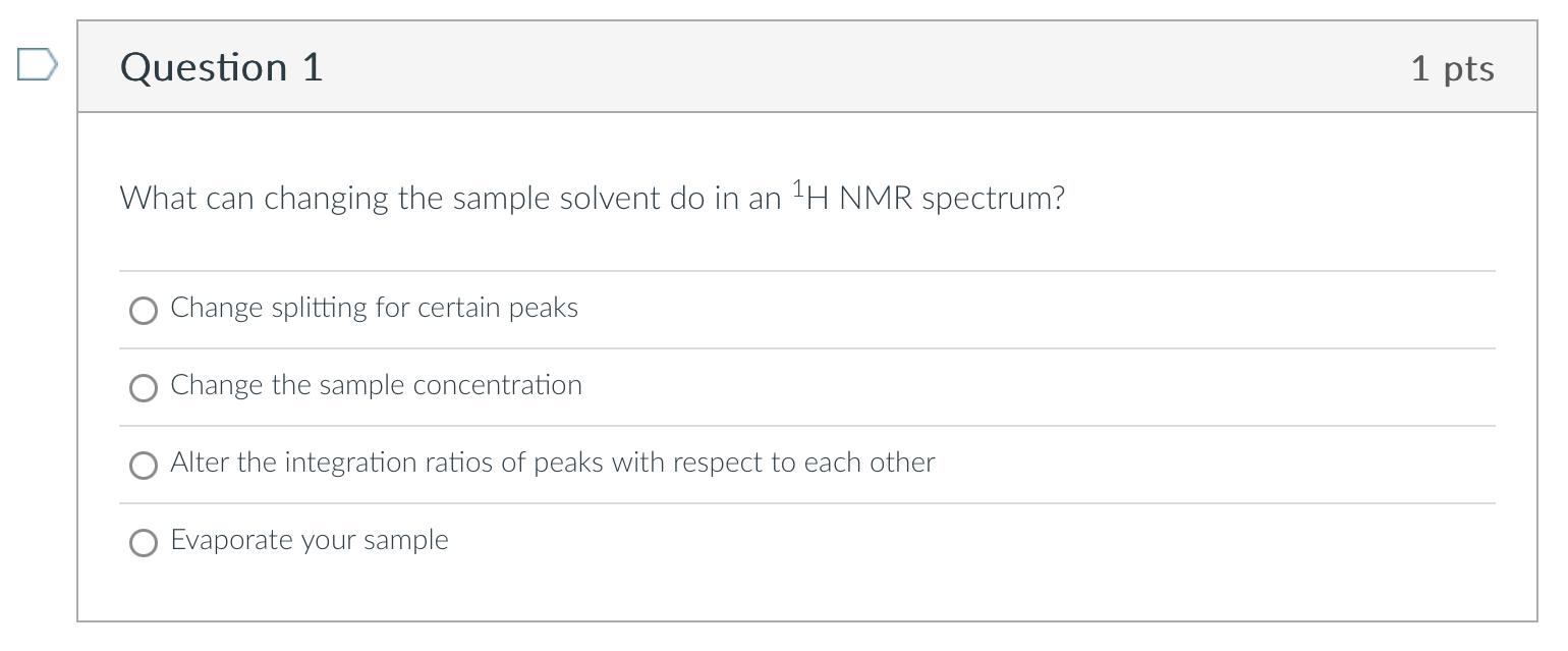  Question 1 What can changing the sample solvent do in an