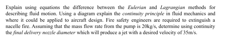  Explain using equations the difference between the Eulerian and Lagrangian methods