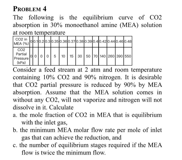 please answer all the question PROBLEM 4 The following is the equilibrium