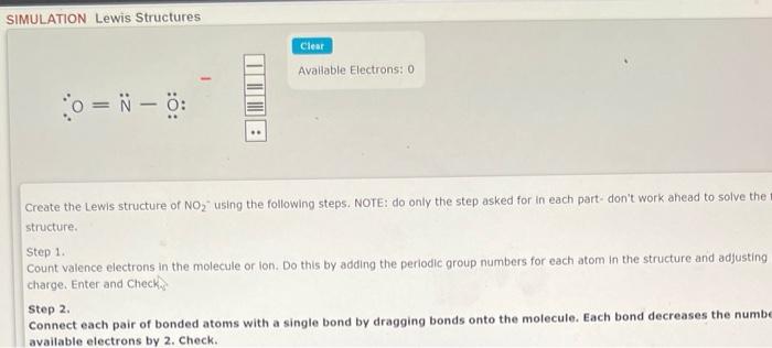  O=NO: Create the Lewis structure of NO2 - using the following