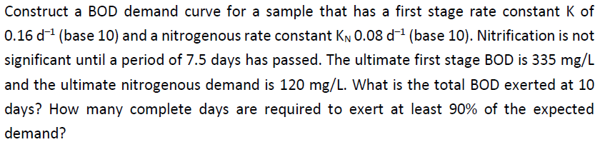 Water & Wastewater engineering problem (Chemical engineering) Please answer this question as