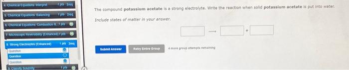 when solid potassium sulfide is put into water. Include states of matter