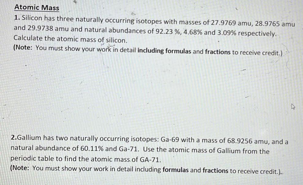 (Note: You must show your work in detail including formulas and fractions