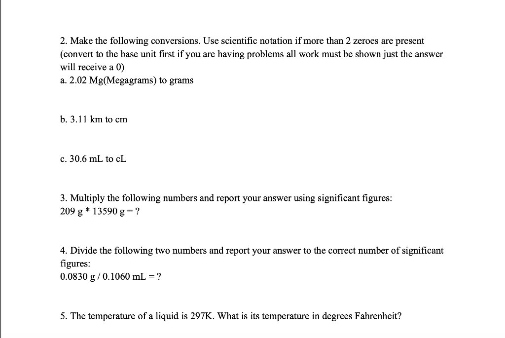 Help with these Chem questions : please show work. 2. Make