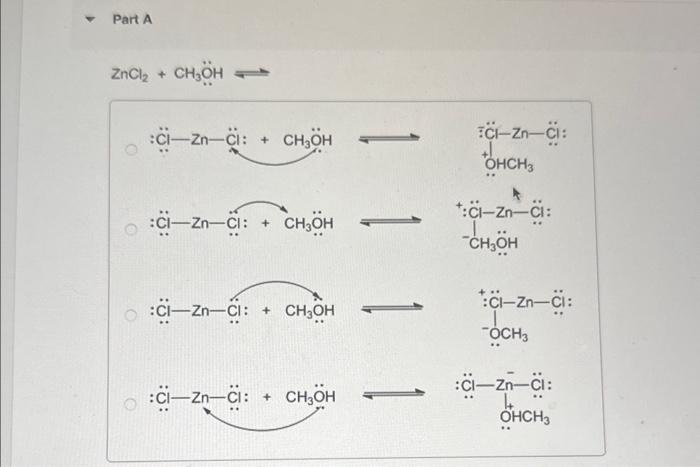  ZnCl2+CH3OH FeBr3+Br: \( \mathrm{AuCl}_{3}+\ddot{\dddot{\mathrm{Ci}}:} \longrightarrow \)
