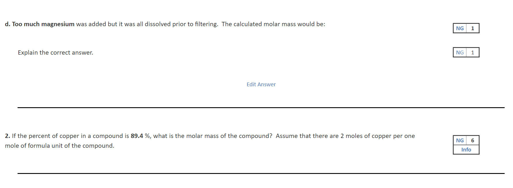 filter paper 0.645 Edit 0.931 Mass (g) of filter paper + copper