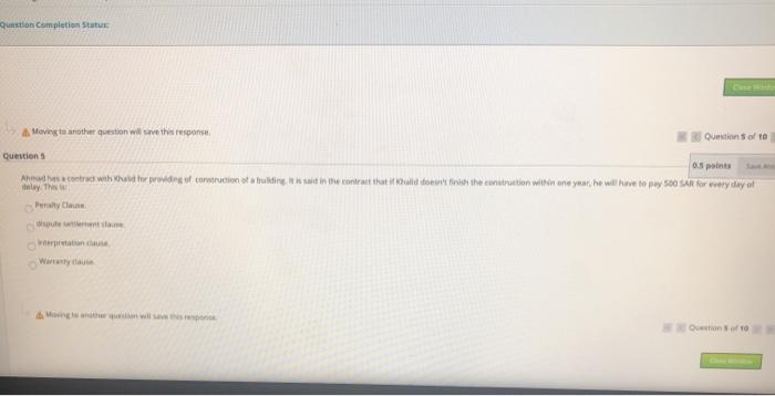  Question completion State Moving to another question will save this response