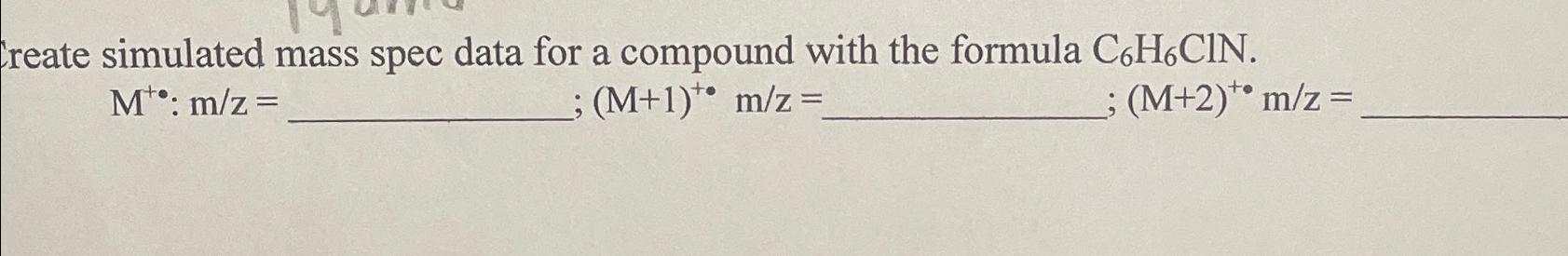 reate simulated mass spec data for a compound with the formula