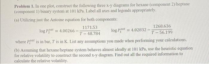  Problem 1. In one plot, construct the following three x-y diagrams