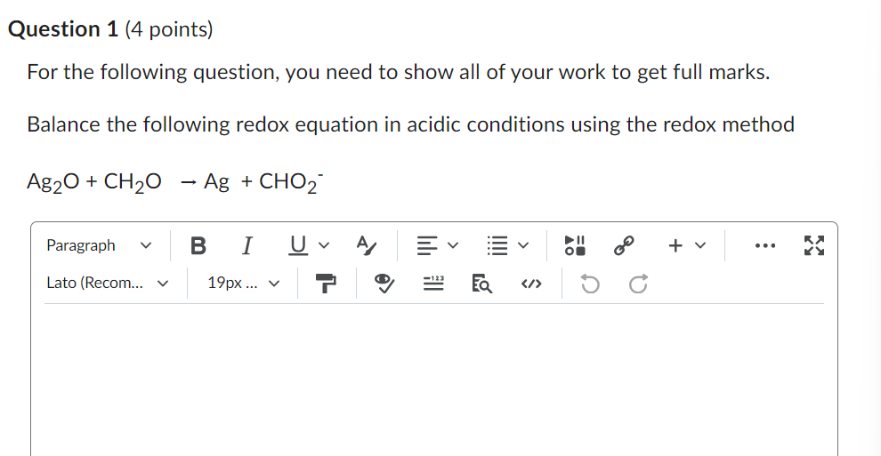  Question 1(4 points) For the following question, you need to show
