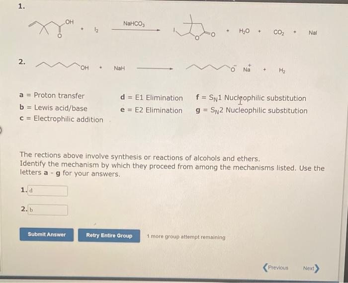 help i dont know this. i think one is a E1 elimination