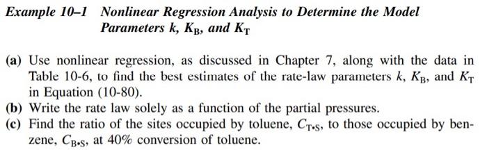  Example 10-1 Nonlinear Regression Analysis to Determine the Model Parameters k,KB,