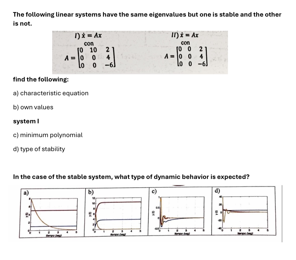  The following linear systems have the same eigenvalues but one is