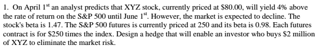 This is a problem about hedging. Can anyone help me with this?