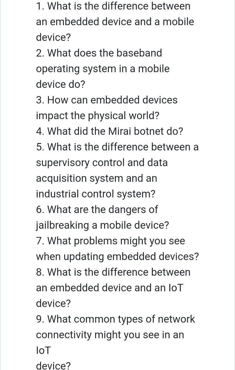 1. What is the difference between an embedded device and a