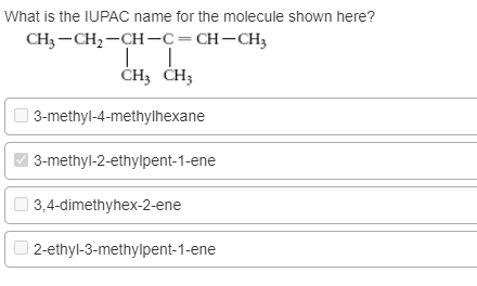 What is the IUPAC name for the molecule shown here? 3-methyl-4-methylhexane