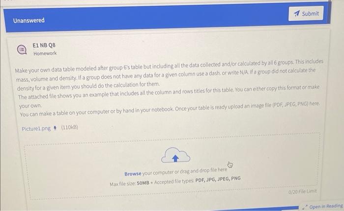  Make your own data table modeled after group 6 's table