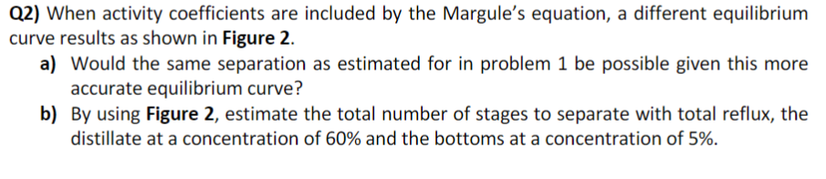  Figure 2 Question 1 Figure 1 Q2) When activity coefficients are