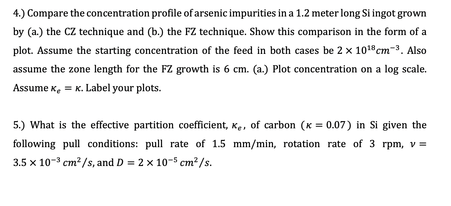 Please include plot 4.) Compare the concentration profile of arsenic impurities in