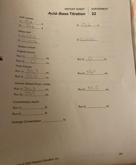 was the concentration of the NaOH solution? Show your calculations. If you