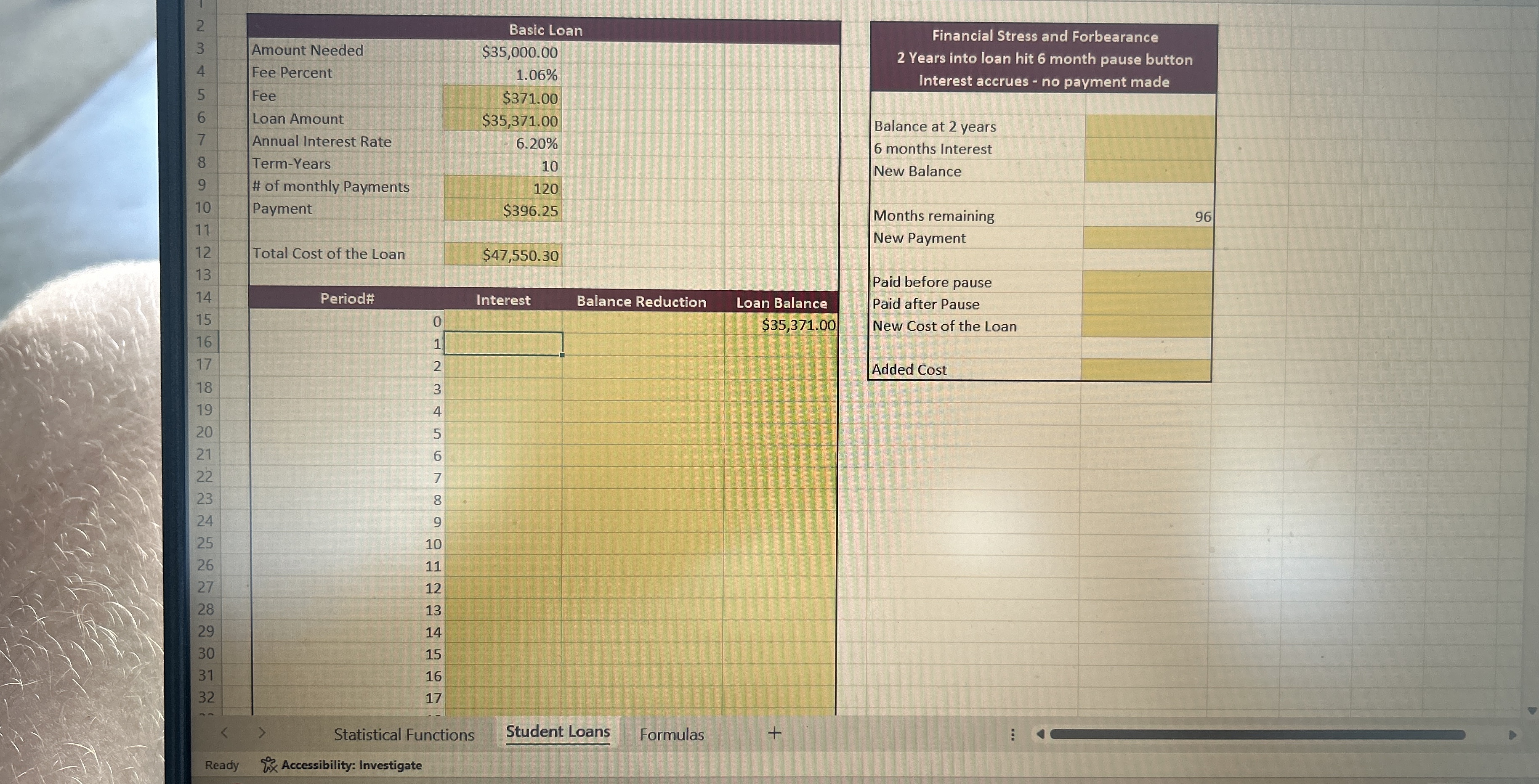  By using the ipmt formula for column C and the ppmt