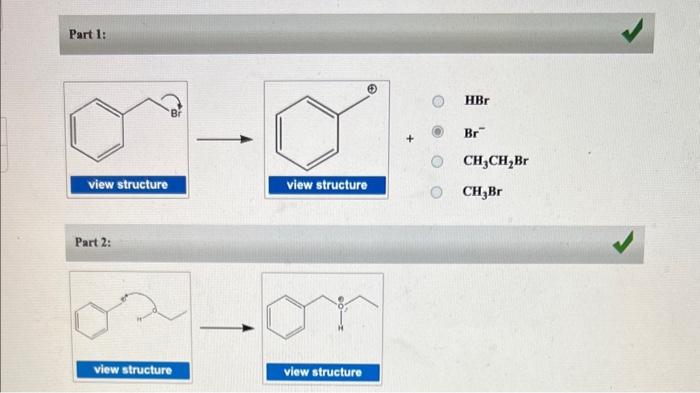 stepwise mechanism for the following reaction: Part 1: HBr view structure view