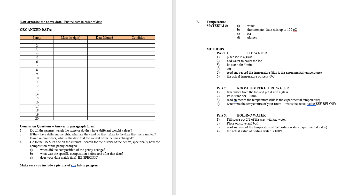  Now organize the above data. Put the data in order of