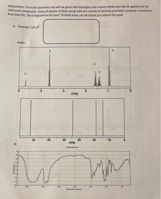  Instructions: For each question you will be glven the hydrogen and