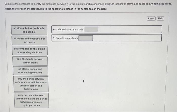  Complete the sentences to identify the difference between a Lewis structure