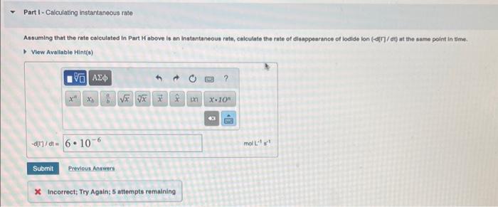 the reaction; 21+S2OB225O42+112 It was found that, under a given fiet of