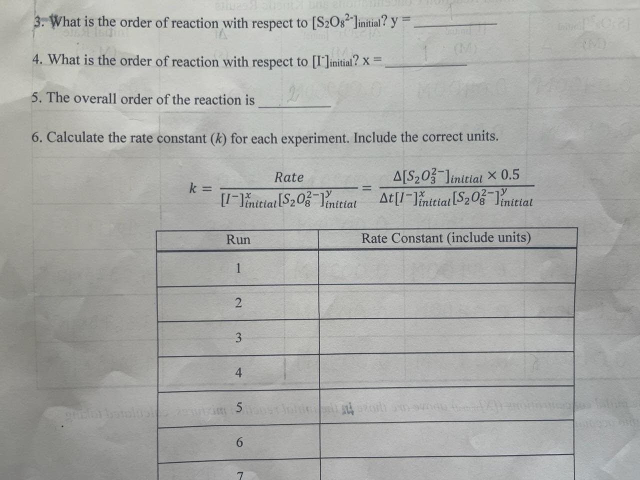 concentrations ([X]initial) above are those in the initial reaction muxtures, dilution into