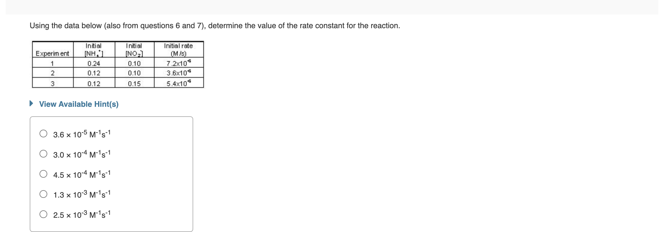  Using the data below (also from questions 6 and 7 ),