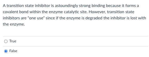 A transition state inhibitor is astoundingly strong binding because it forms