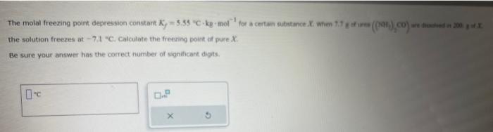 please help is urgent the solution freezes at 7.1C. Calculate the freecing