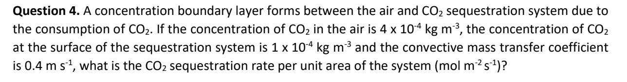 Question 4. A concentration boundary layer forms between the air and