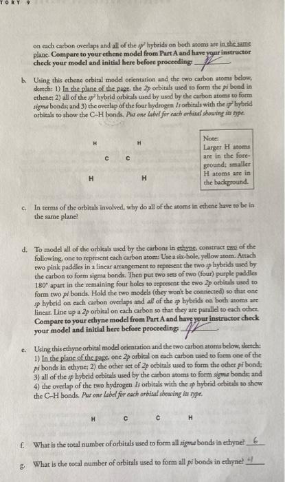  plane. Compare to your ethene model from Part A and have