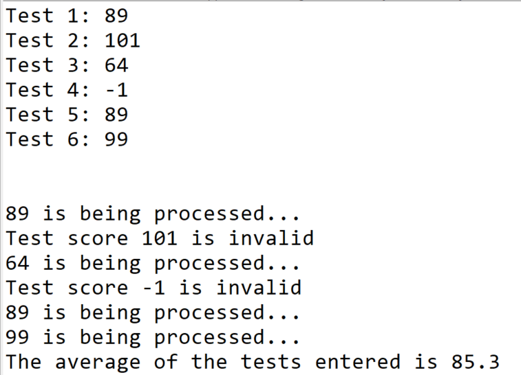 following requirements: 1. This program should not exit on an invalid test