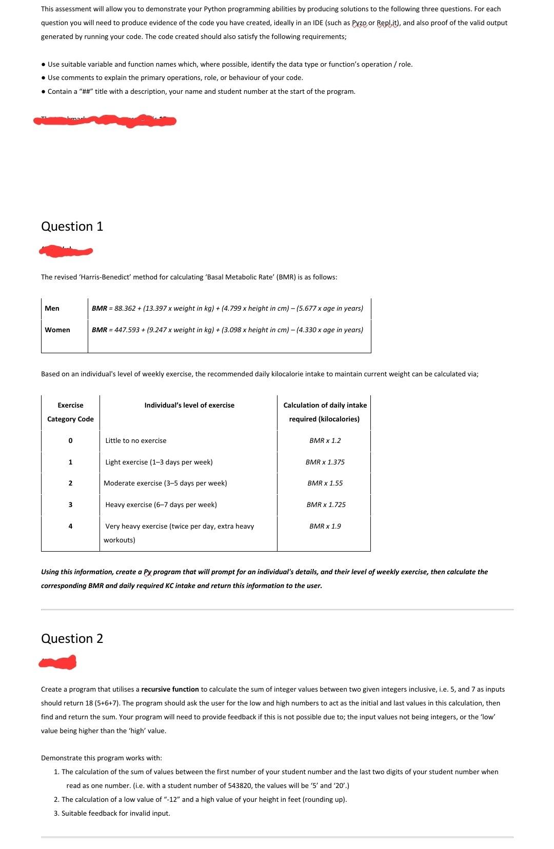  This assessment will allow you to demonstrate your Python programming abilities