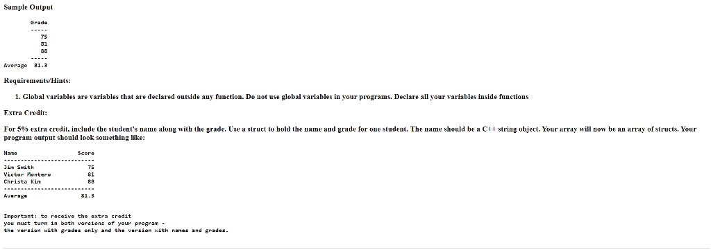 program 8 - Test Scores Input Data You will input a test