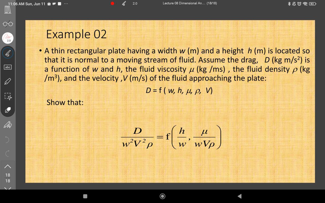  A thin rectangular plate having a width w(m) and a height