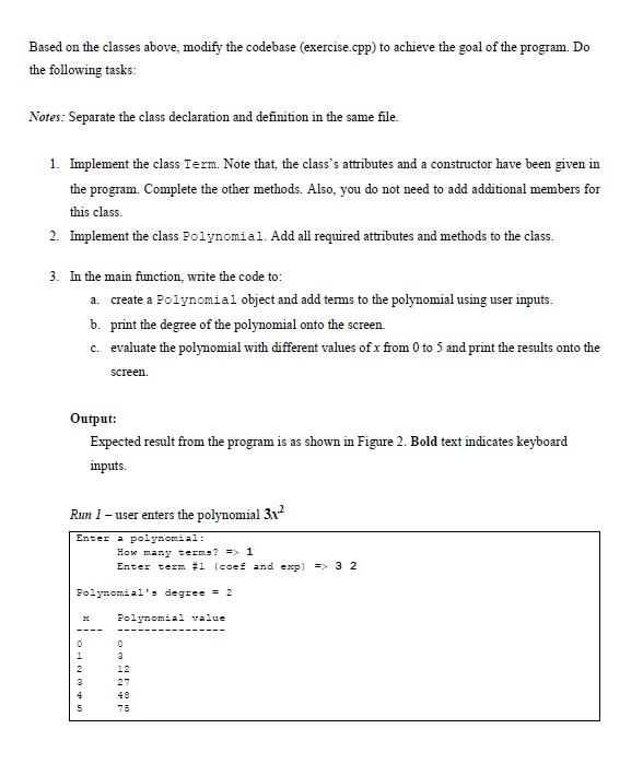 e = 0); void set(int c, int e); int evaluate(int x) const;