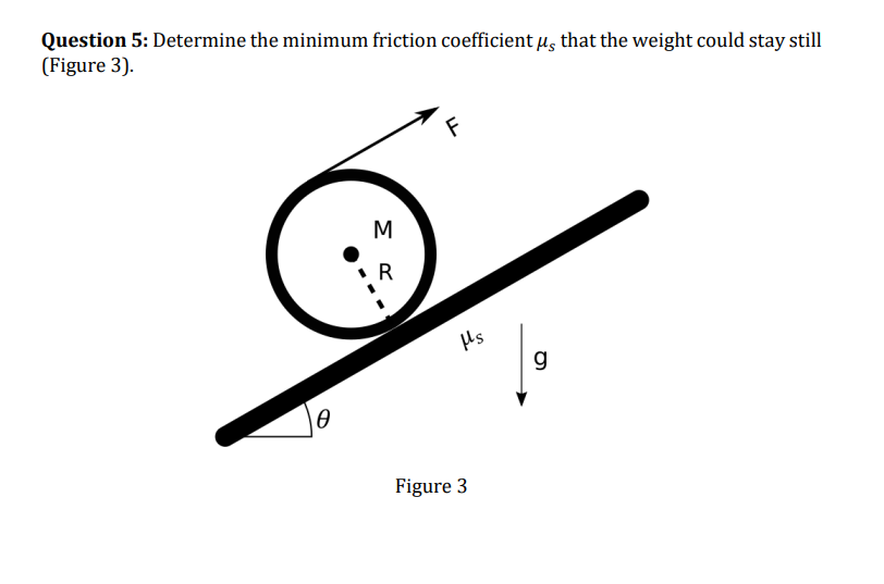  Question 5: Determine the minimum friction coefficient s that the weight