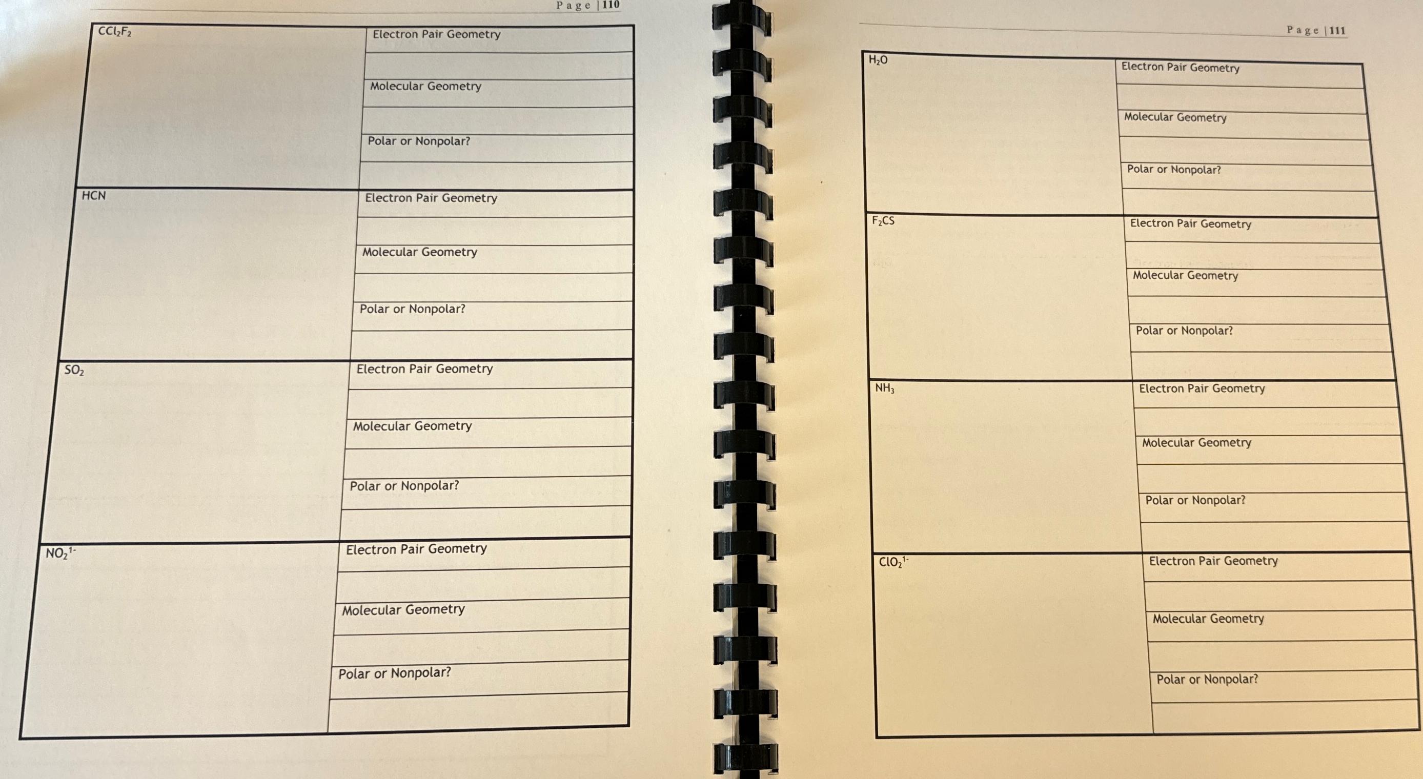  Fill in the table draw a louis structure then answer the