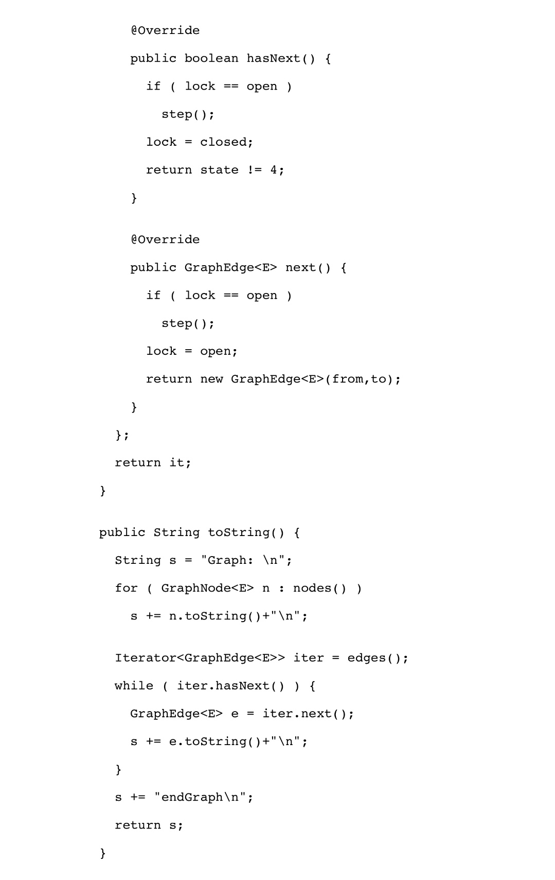 = edgeIter . next( ) ; GraphNode from = e. from( )