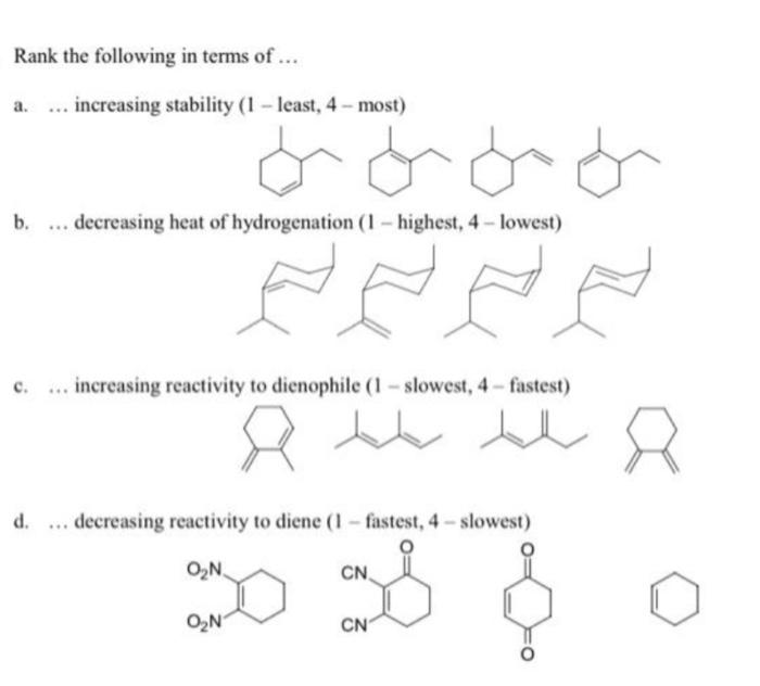 please rank all 4. a-d thanks a. ... increasing stability ( 1
