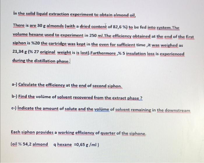 liquid-solid extraction experiment in the solid liquid extraction experiment to obtain almond