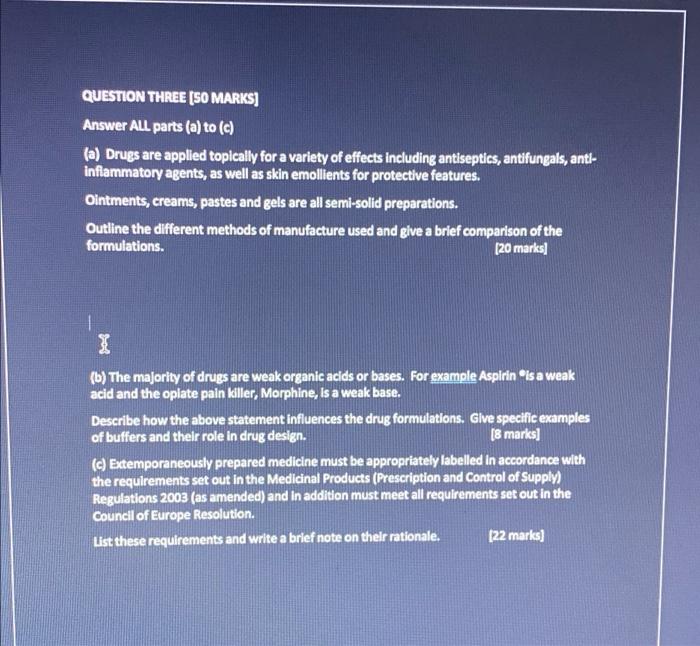please answer all parts and explain QUESTION THREE (SO MARKS] Answer ALL