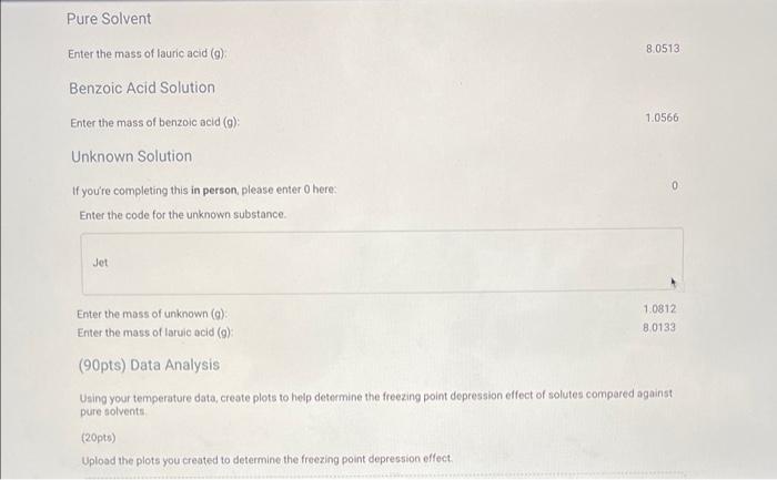 Really need some help please! Pure Solvent 80513 Enter the mass of