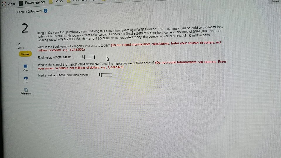 Apps PowerTeacher la Misc. El H Chapter 2 Problems 2 today